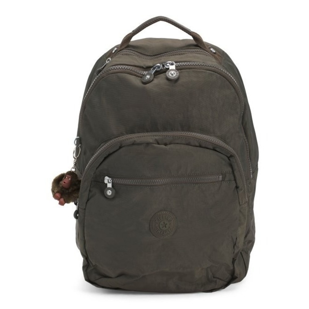 Kipling Seoul Nylon Backpack Olive Green Adjustable Straps Laptop Sleeve